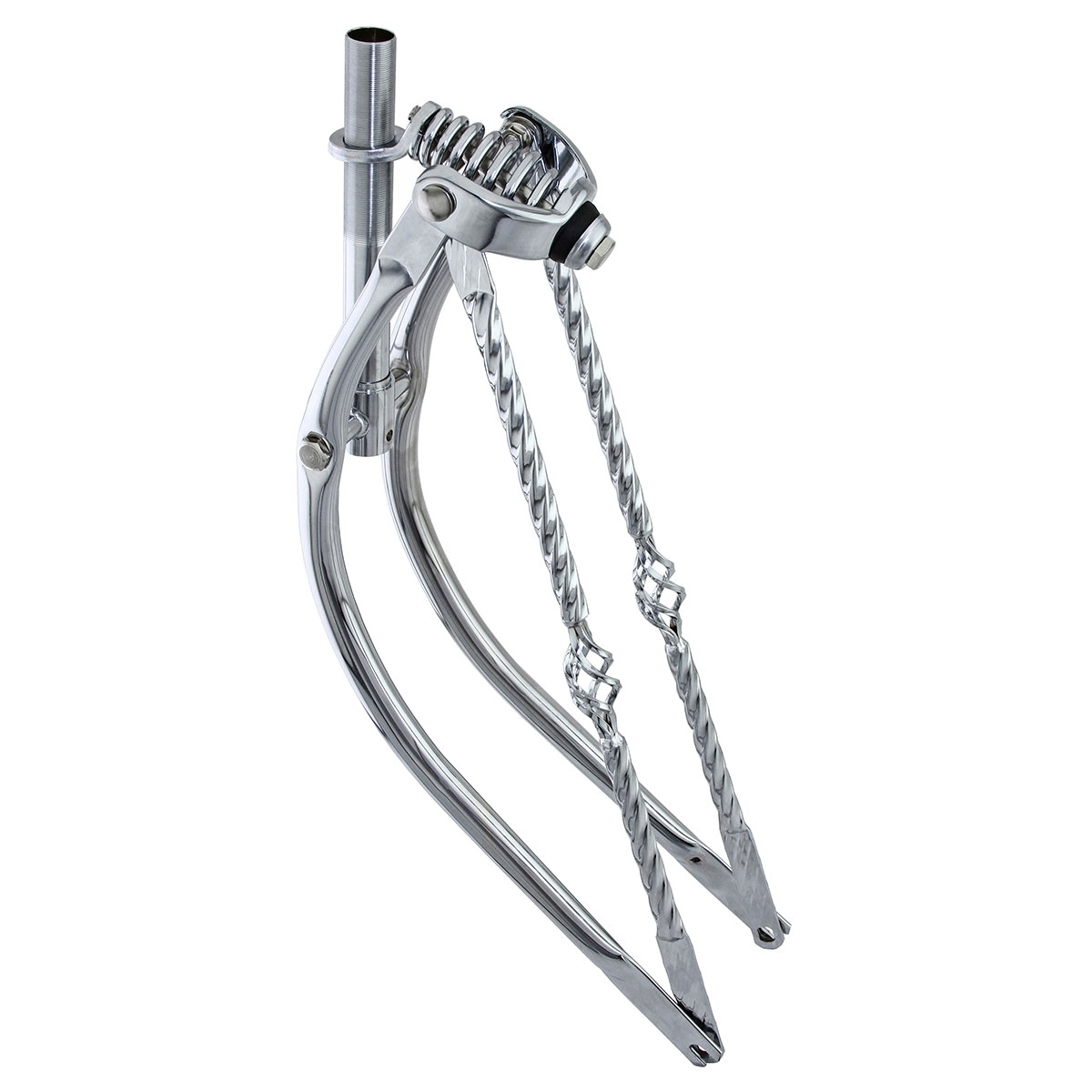 26 Lowrider Bent Spring Fork 1 Inch W/Twisted Cage Bars Chrome.